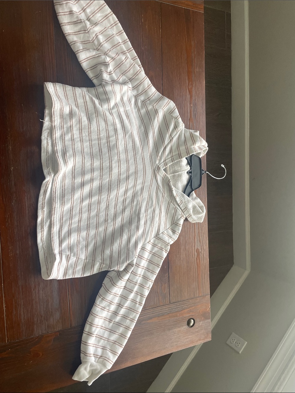 Striped Hooded Pullover - Cream with Tan Stripe